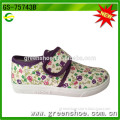 canvas light up kids shoes printed with many colorful flowers